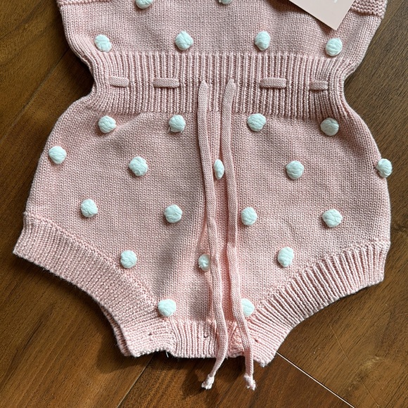 NWT Ashmi & Co Pink Knit Camila Romper, Pink & White 3-6 months - Picture 2 of 5